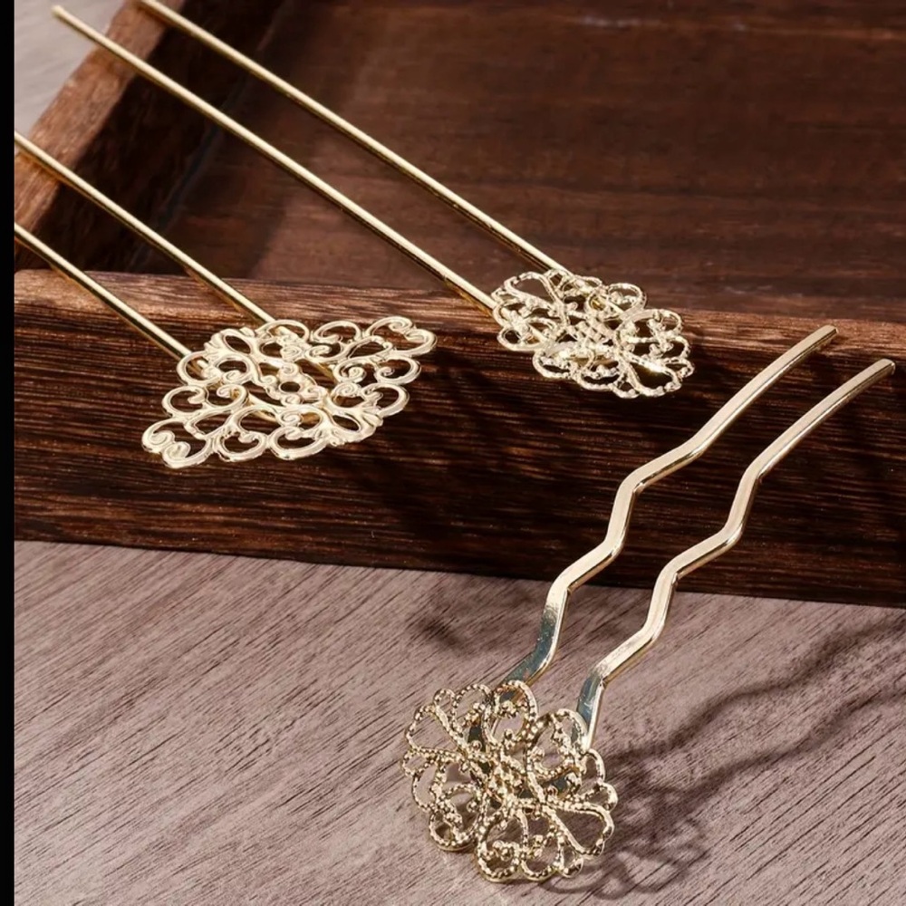 Elegant Gold Hair Sticks - Picture 2 of 5